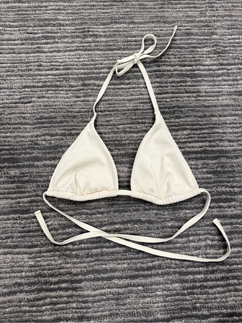 Hollister Cream Ribbed Triangle Bikini Top